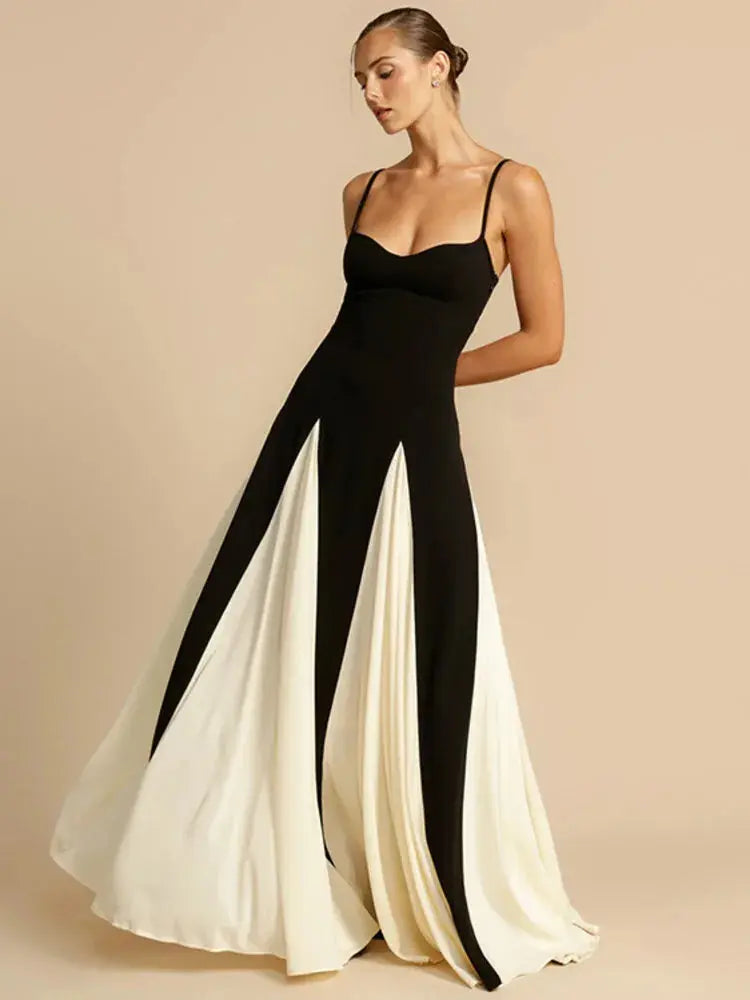 Bella Lumière Contrast Maxi Dress - Bellaovo