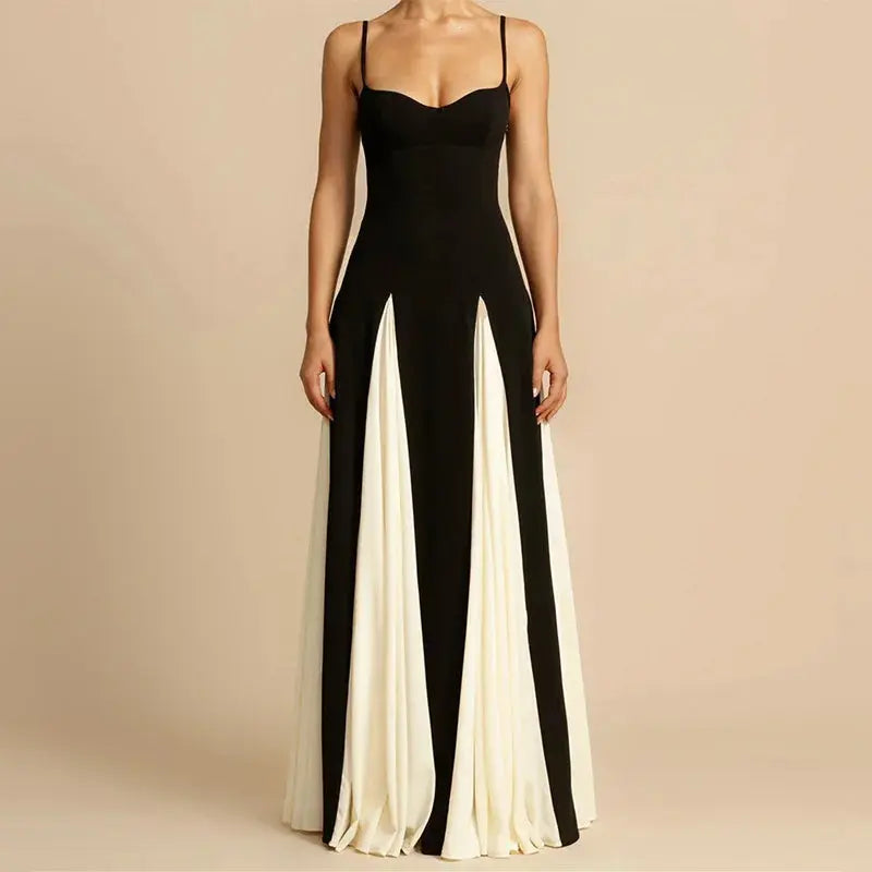 Bella Lumière Contrast Maxi Dress - Bellaovo