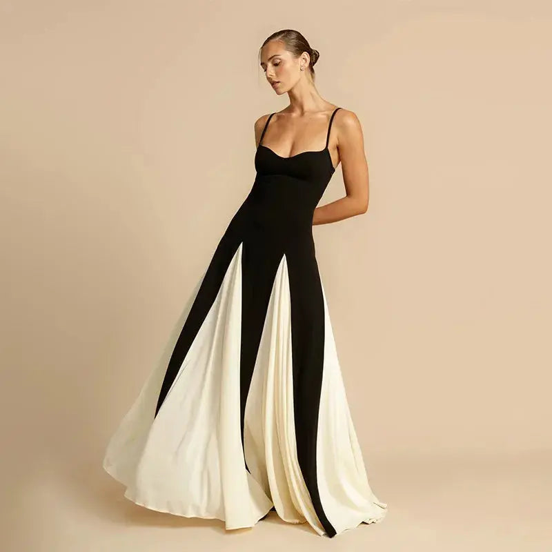Bella Lumière Contrast Maxi Dress - Bellaovo