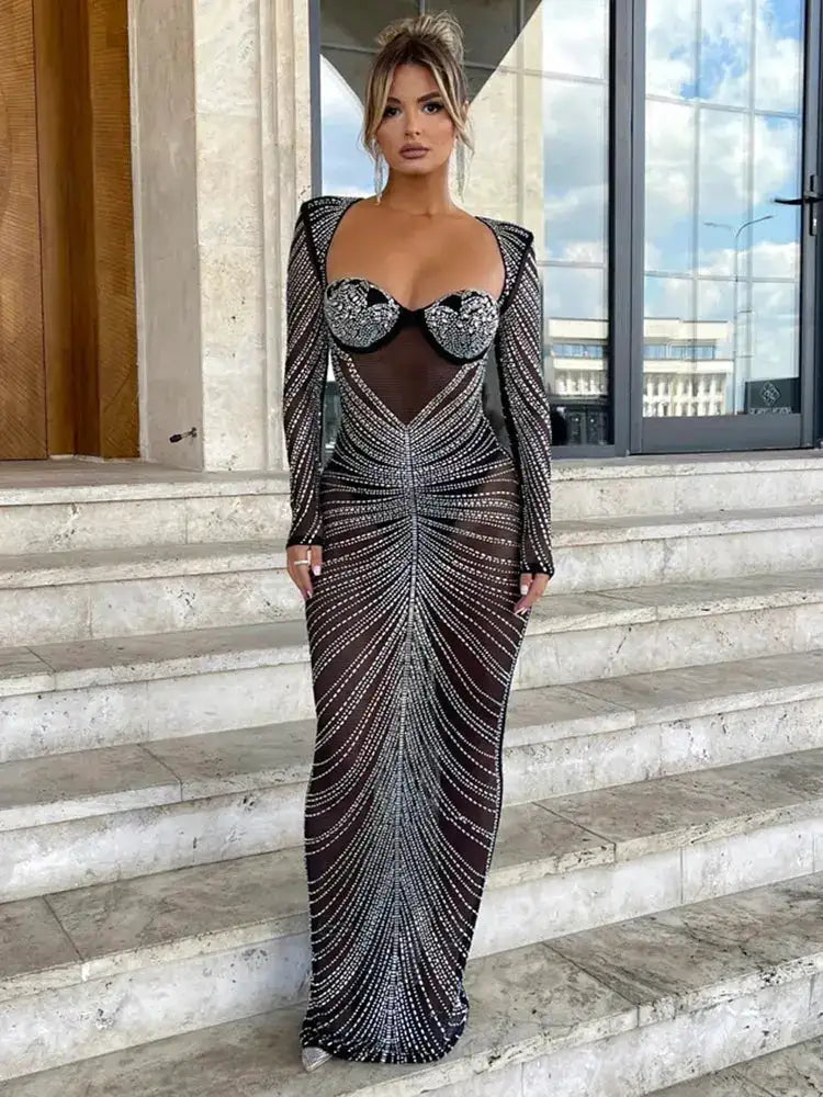 Bella Stardust Embellished Maxi Dress - Bellaovo