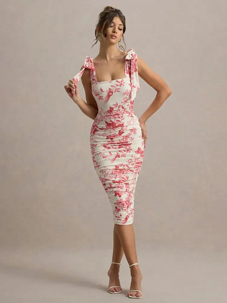 Bella Rosette Midi Dress - Bellaovo