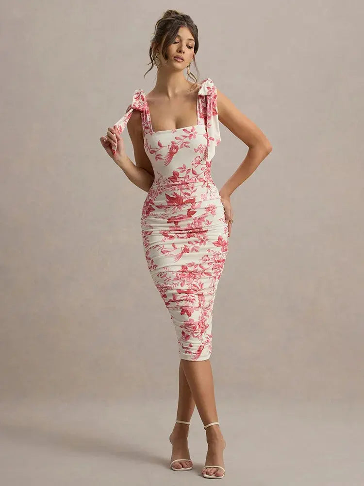 Bella Rosette Midi Dress - Bellaovo