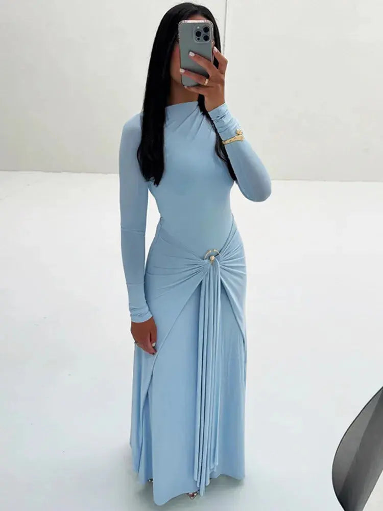 Bella Azure Drape Maxi Dress - Bellaovo