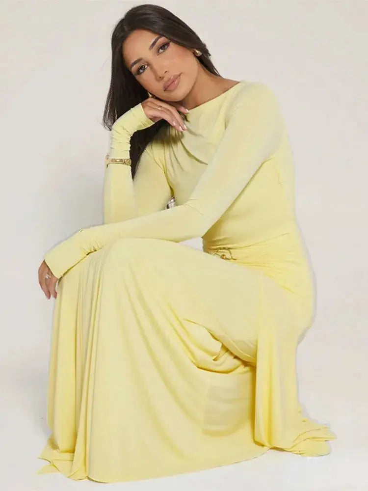 Bella Azure Drape Maxi Dress - Bellaovo