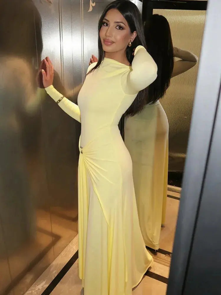 Bella Azure Drape Maxi Dress - Bellaovo