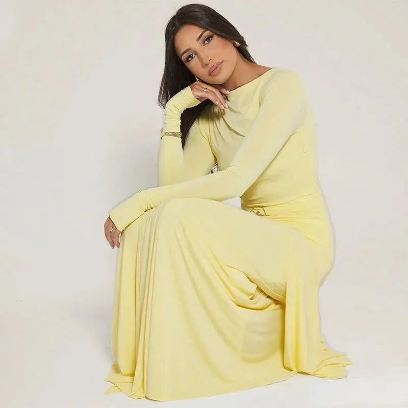 Bella Azure Drape Maxi Dress - Bellaovo