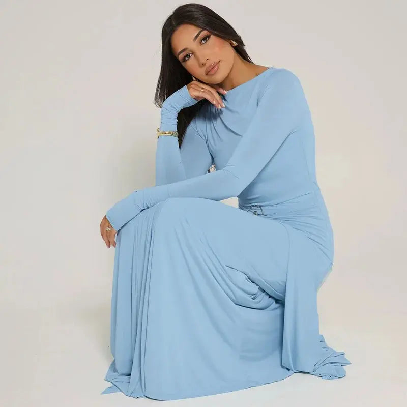 Bella Azure Drape Maxi Dress - Bellaovo