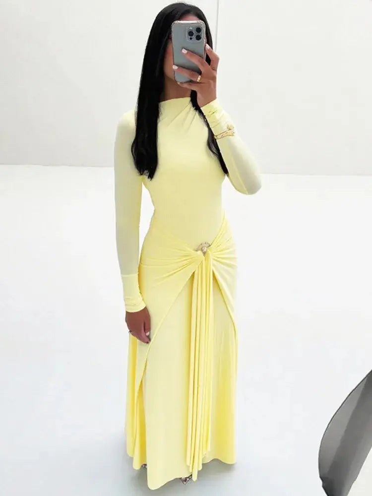 Bella Azure Drape Maxi Dress - Bellaovo