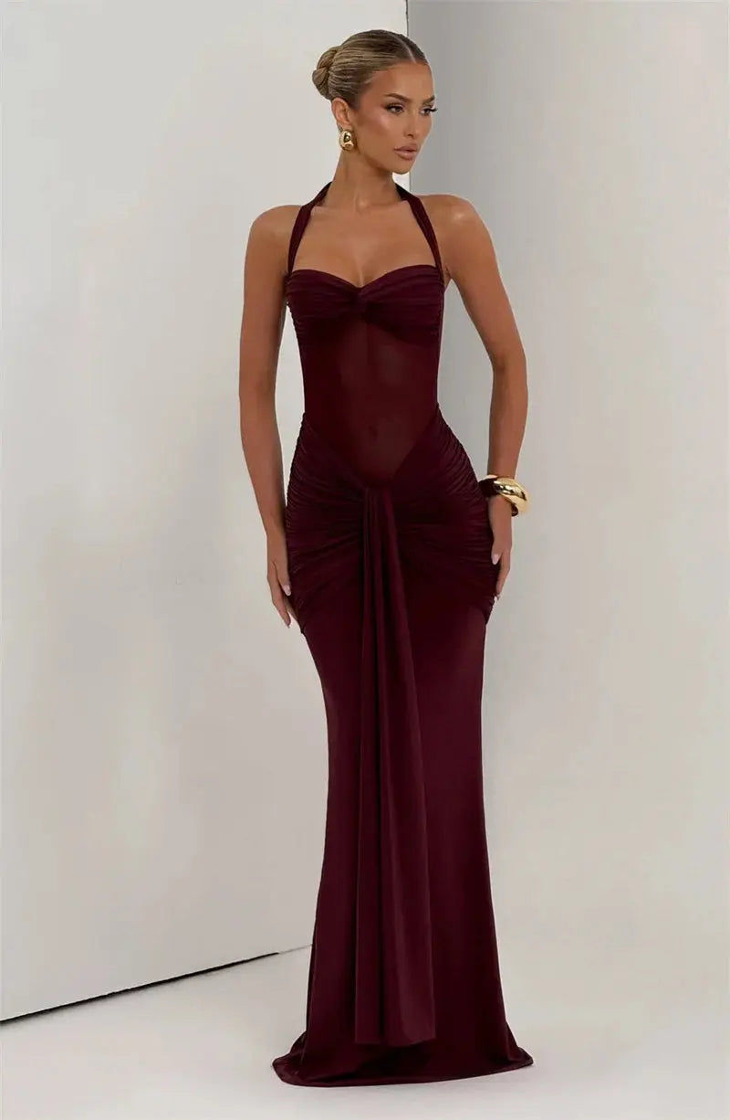 Bella Garnet Drape Gown - Bellaovo