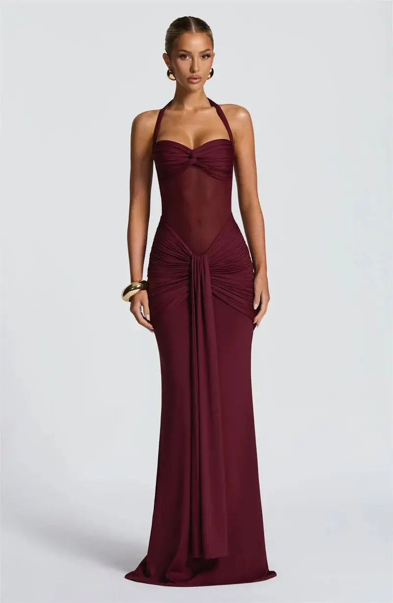 Bella Garnet Drape Gown - Bellaovo