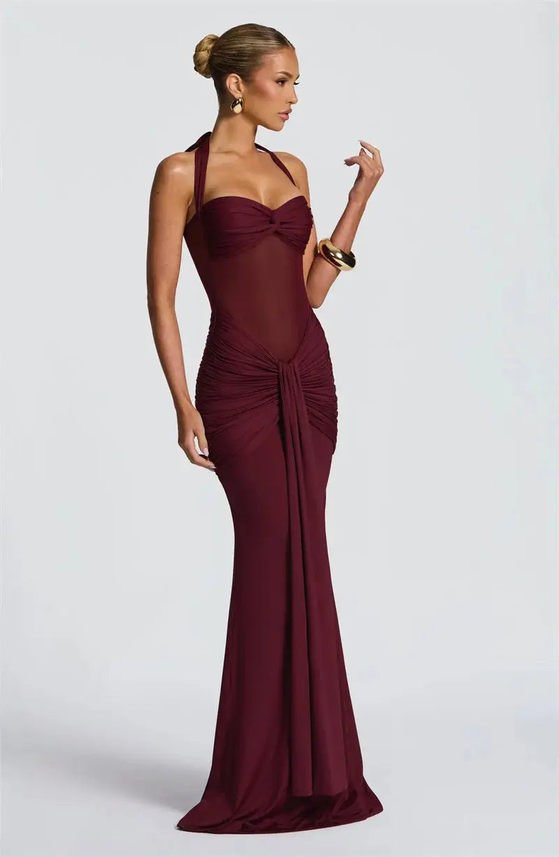 Bella Garnet Drape Gown - Bellaovo