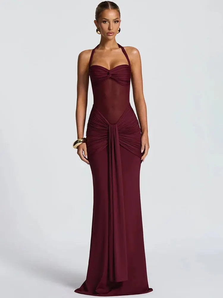 Bella Garnet Drape Gown - Bellaovo