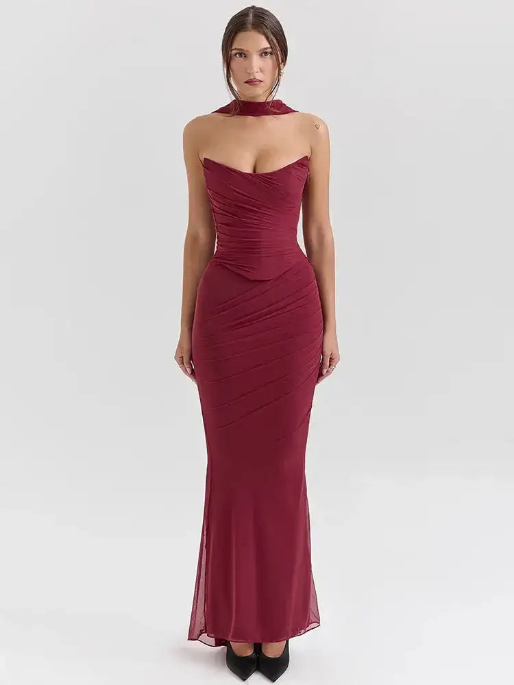 Bella Amara Ruched Maxi Dress - Bellaovo