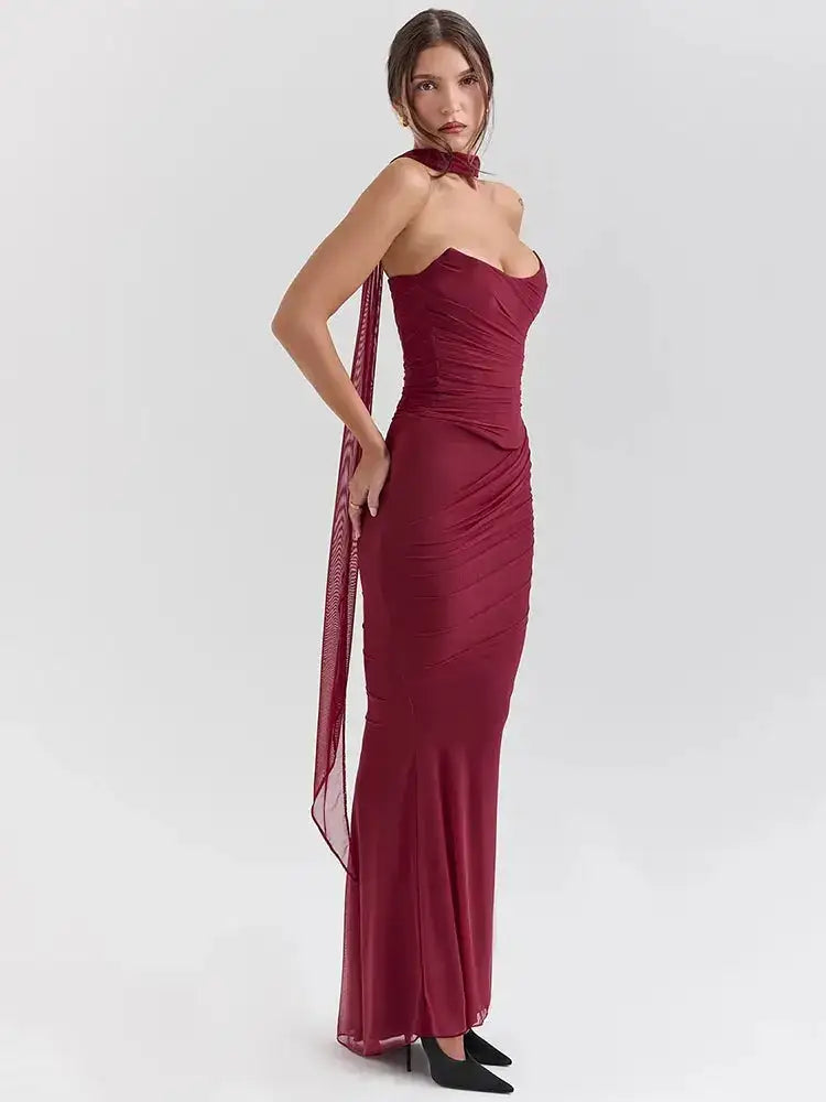 Bella Amara Ruched Maxi Dress - Bellaovo