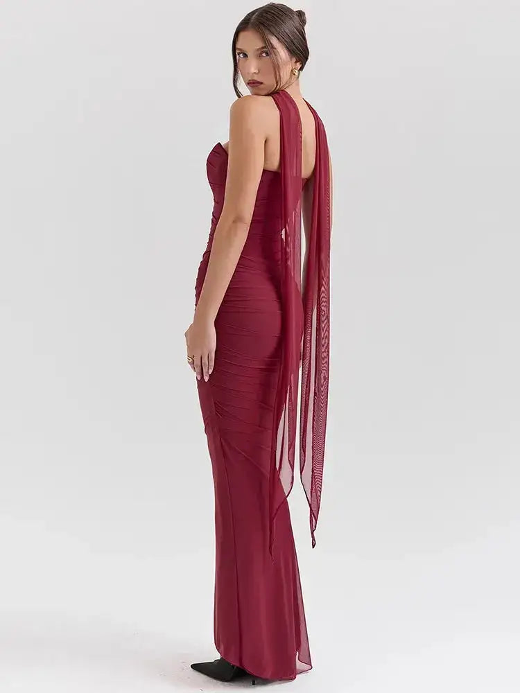 Bella Amara Ruched Maxi Dress - Bellaovo