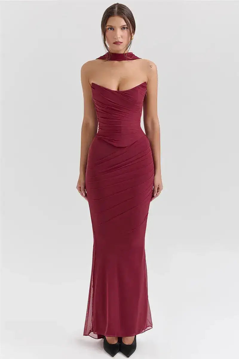 Bella Amara Ruched Maxi Dress - Bellaovo