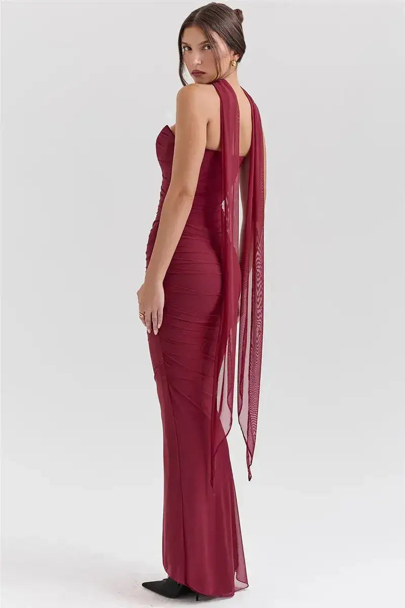 Bella Amara Ruched Maxi Dress - Bellaovo