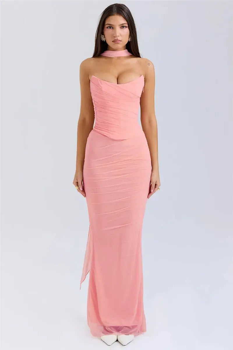 Bella Amara Ruched Maxi Dress - Bellaovo
