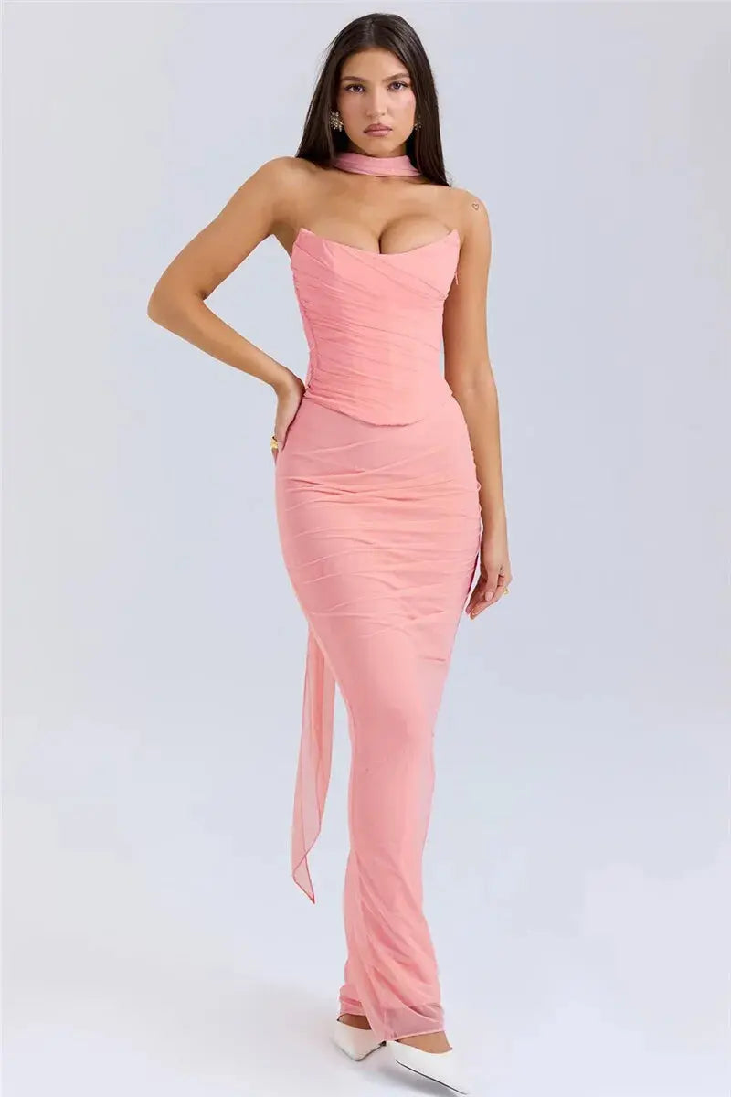 Bella Amara Ruched Maxi Dress - Bellaovo