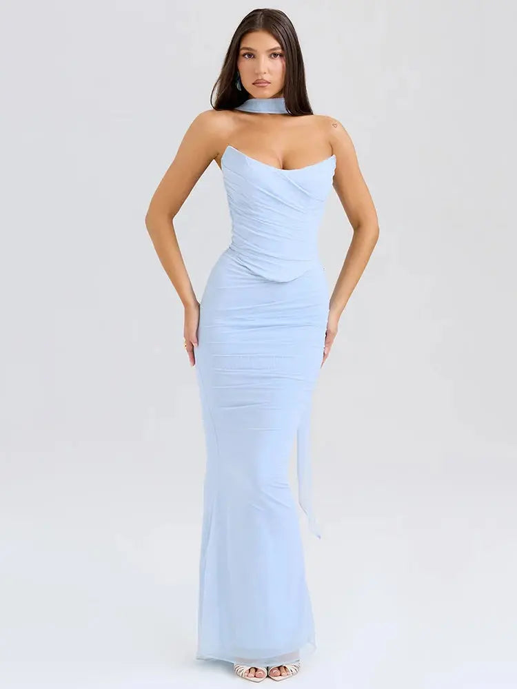 Bella Amara Ruched Maxi Dress - Bellaovo