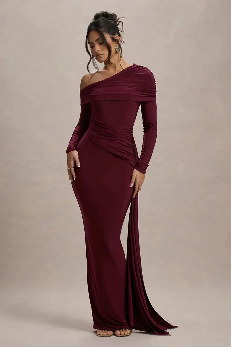 Bella Seraphina One-Shoulder Maxi Dress - Bellaovo