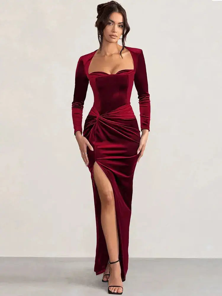 Bella Valentina Velvet Maxi Dress - Bellaovo