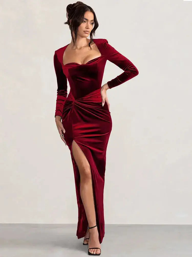 Bella Valentina Velvet Maxi Dress - Bellaovo