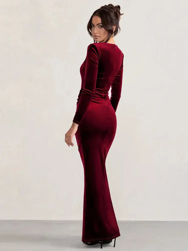 Bella Valentina Velvet Maxi Dress - Bellaovo