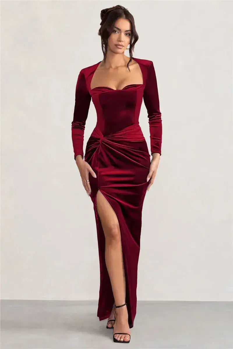 Bella Valentina Velvet Maxi Dress - Bellaovo