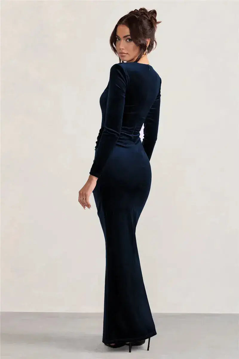 Bella Valentina Velvet Maxi Dress - Bellaovo