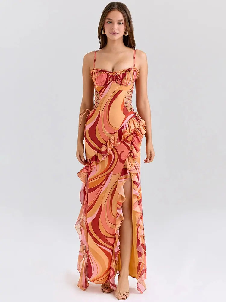 Bella Soleil Ruffle Maxi Dress - Bellaovo