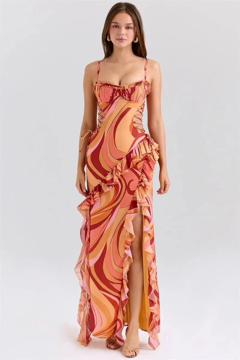 Bella Soleil Ruffle Maxi Dress - Bellaovo