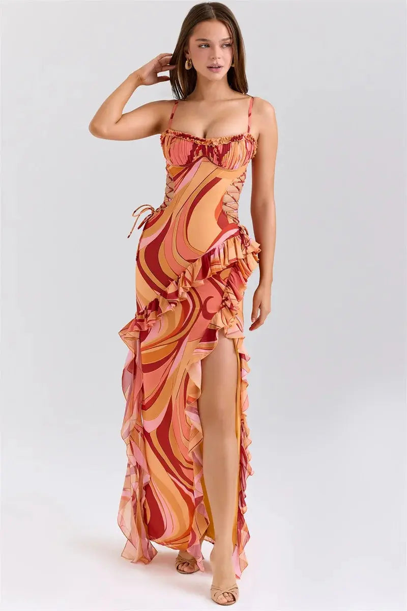 Bella Soleil Ruffle Maxi Dress - Bellaovo