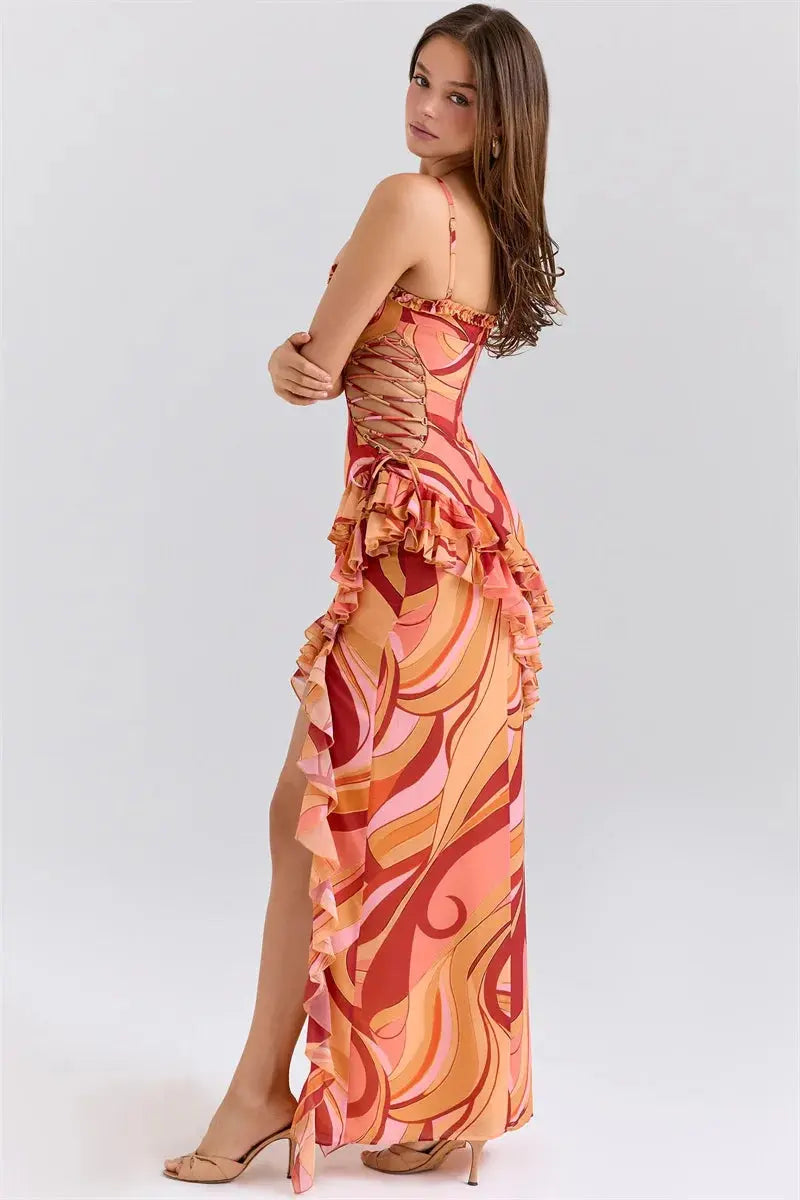 Bella Soleil Ruffle Maxi Dress - Bellaovo