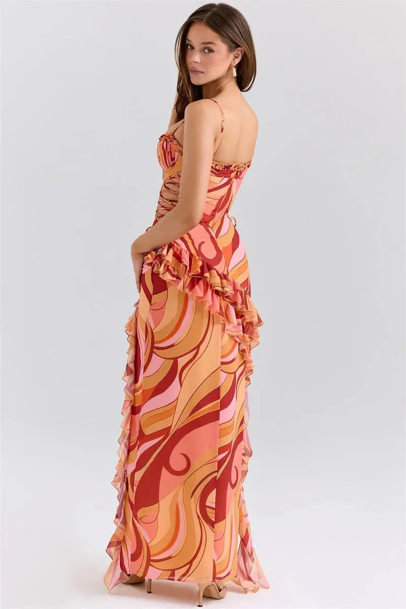 Bella Soleil Ruffle Maxi Dress - Bellaovo