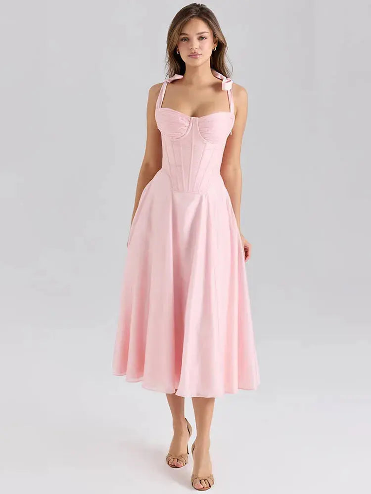Bella Rosé Midi Dress - Bellaovo