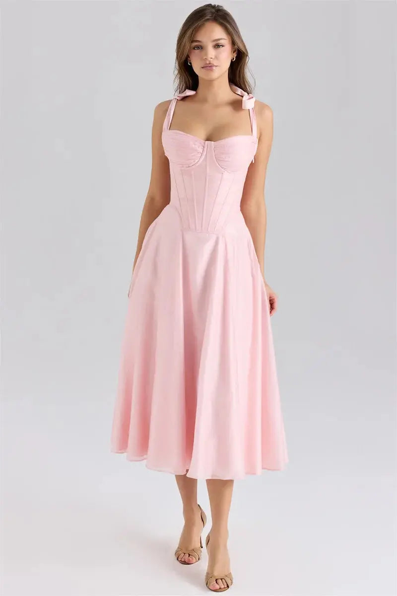 Bella Rosé Midi Dress - Bellaovo