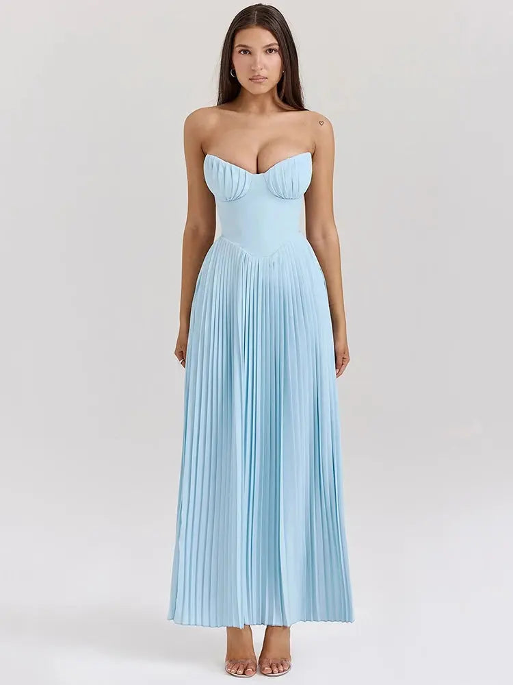 Bella Aurora Pleated Maxi Dress - Bellaovo