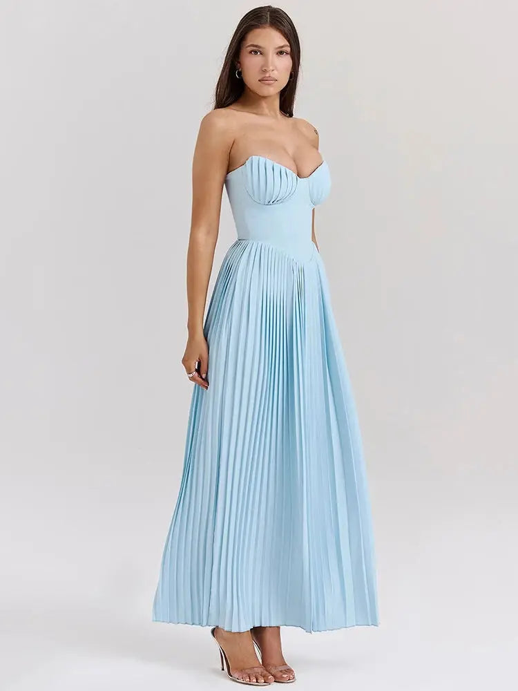 Bella Aurora Pleated Maxi Dress - Bellaovo