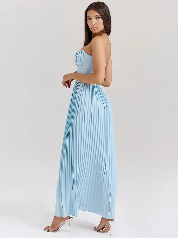 Bella Aurora Pleated Maxi Dress - Bellaovo