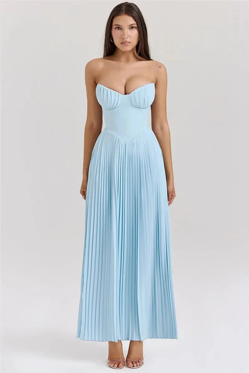 Bella Aurora Pleated Maxi Dress - Bellaovo