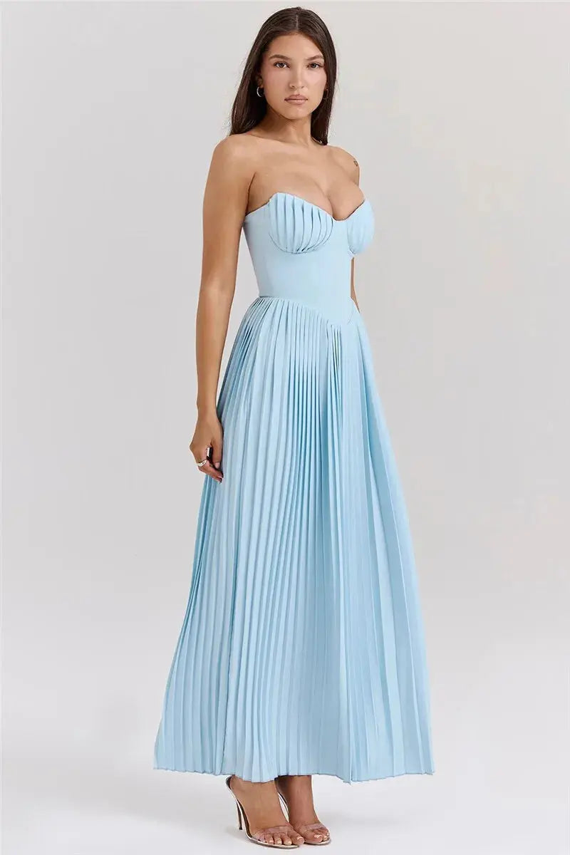 Bella Aurora Pleated Maxi Dress - Bellaovo