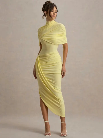 Bella Soleil Draped Midi Dress - Bellaovo