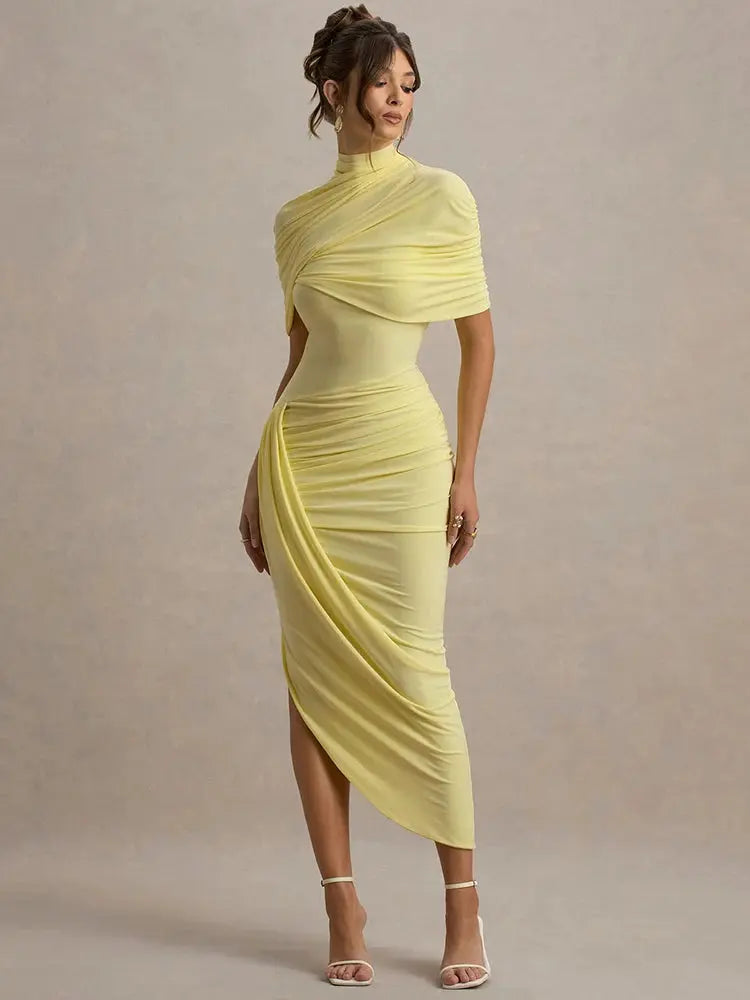Bella Soleil Draped Midi Dress - Bellaovo