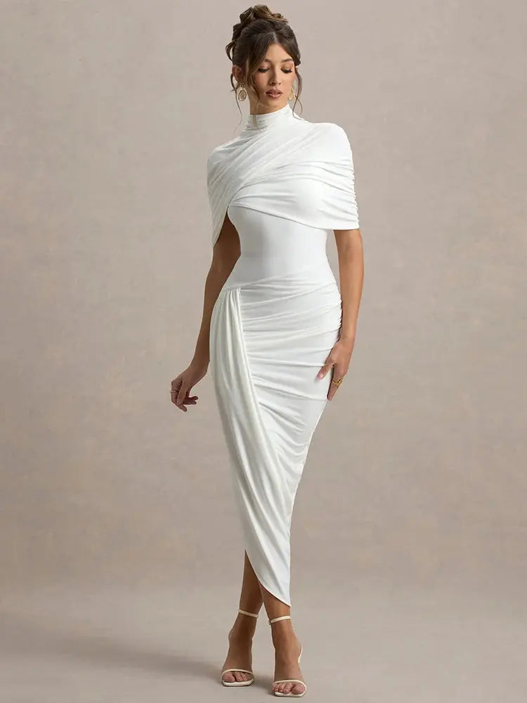Bella Soleil Draped Midi Dress - Bellaovo