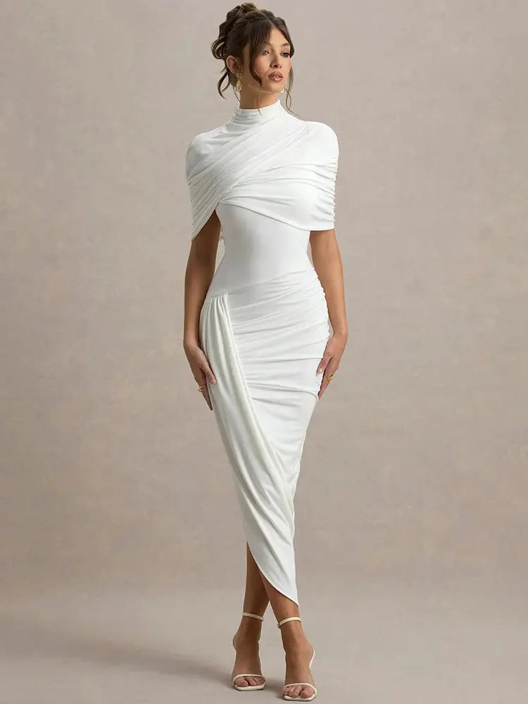 Bella Soleil Draped Midi Dress - Bellaovo