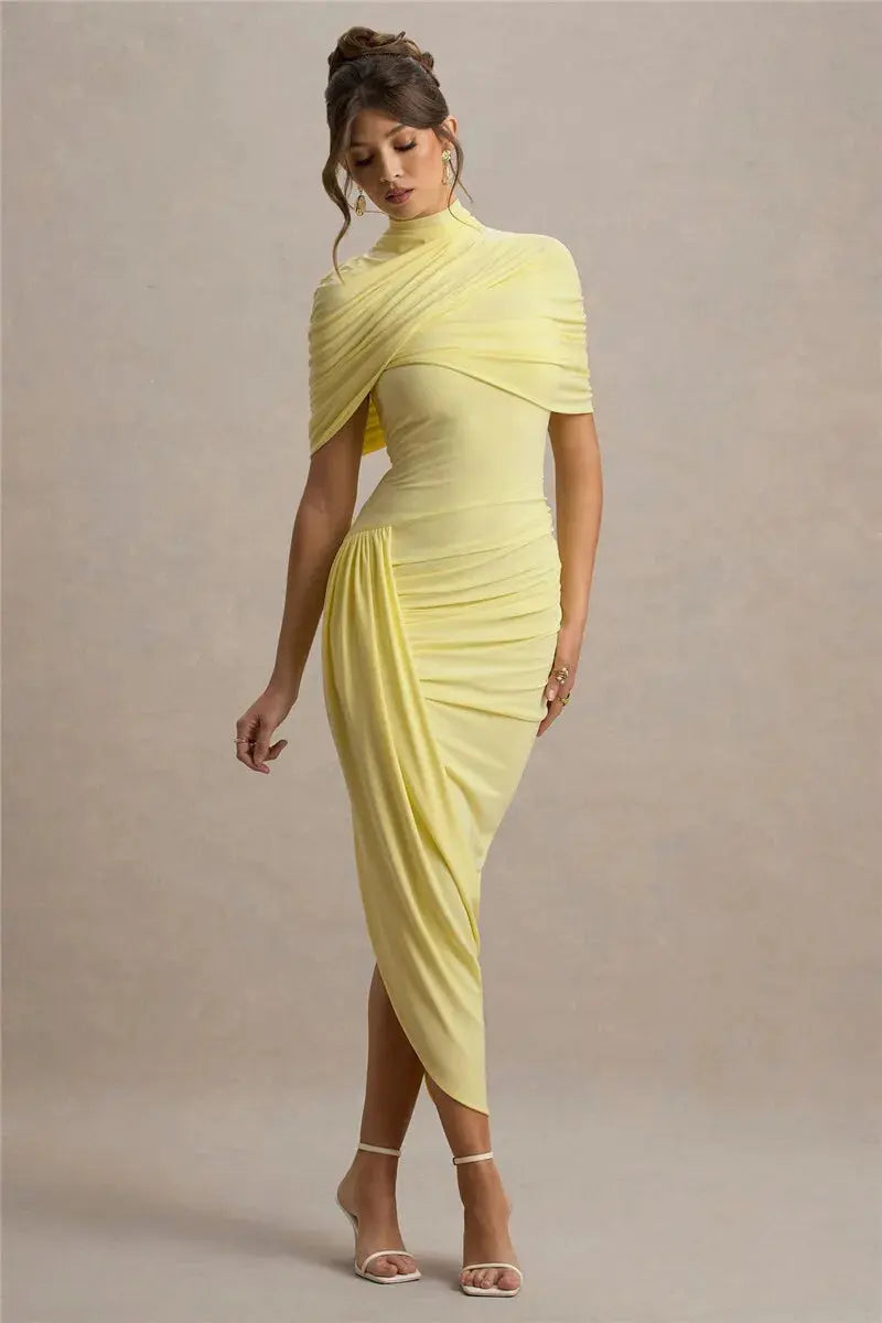 Bella Soleil Draped Midi Dress - Bellaovo