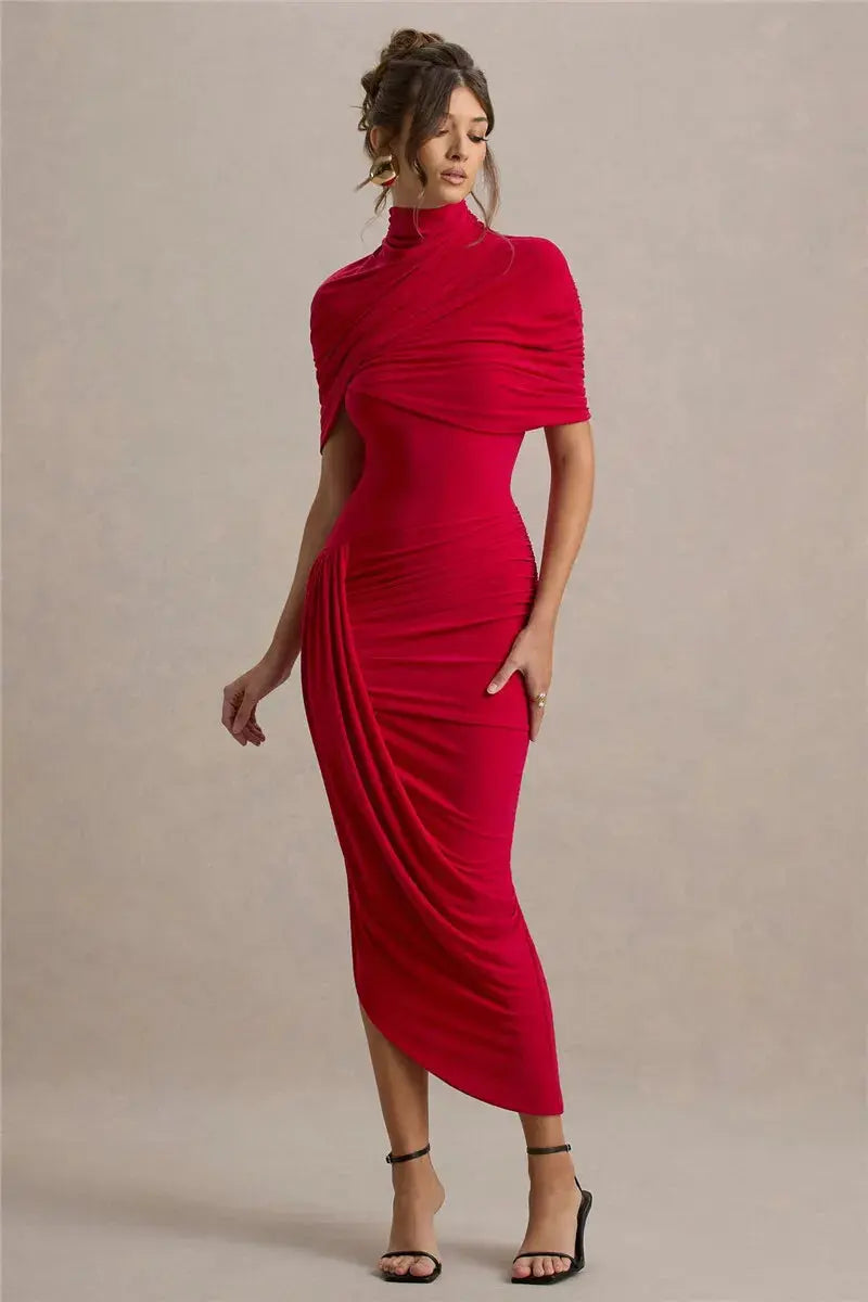 Bella Soleil Draped Midi Dress - Bellaovo