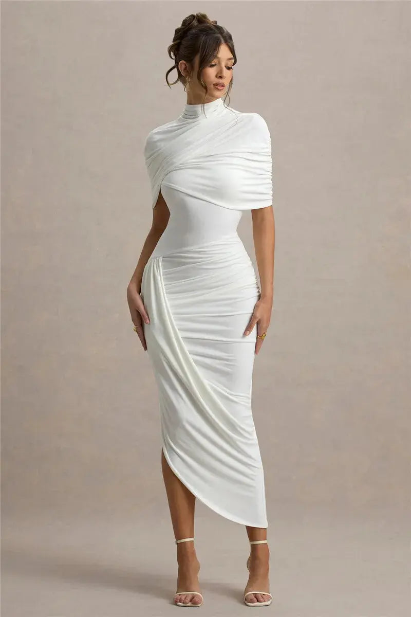 Bella Soleil Draped Midi Dress - Bellaovo