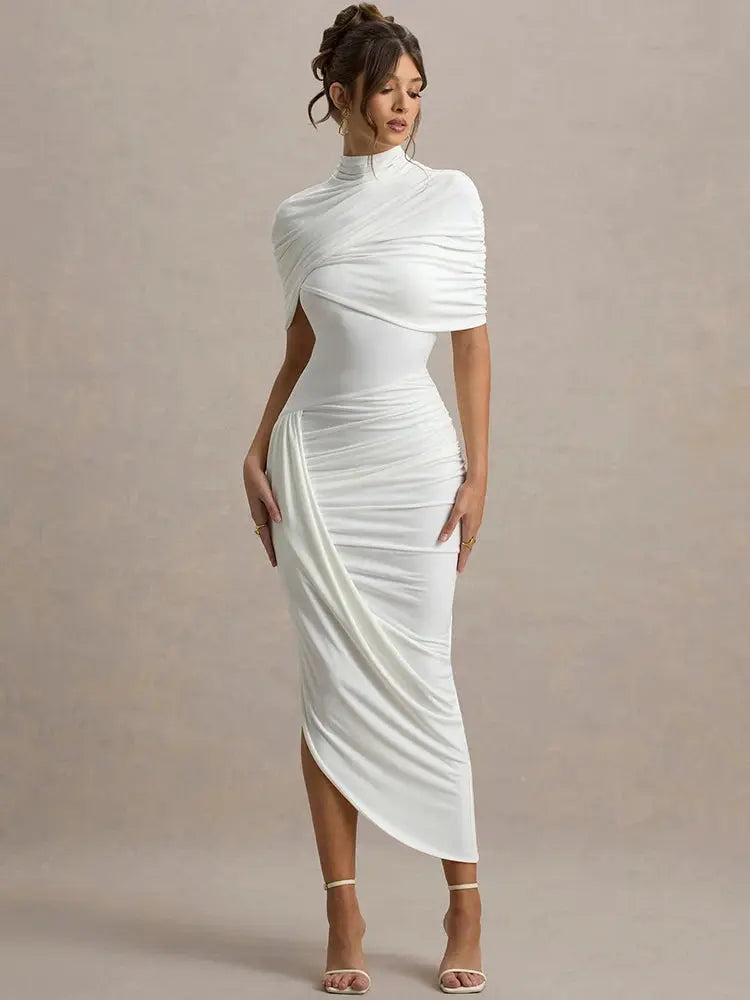 Bella Soleil Draped Midi Dress - Bellaovo